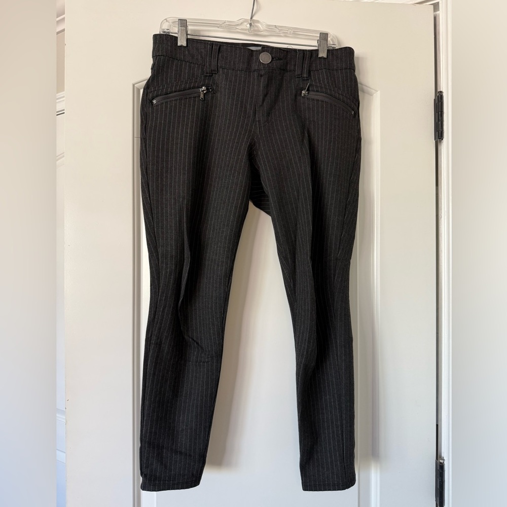 Wit & Wisdom Black Pinstripe Skinny Zip-Front Pants